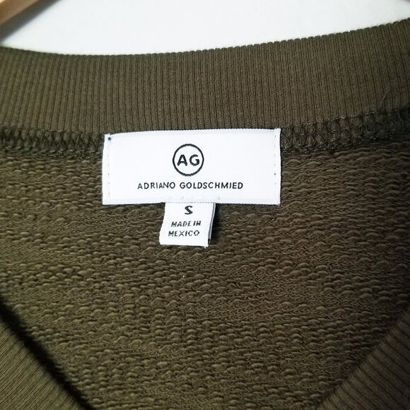 AG Adriano Goldschmied Olive Army Green Crewneck Sweatshirt Elba Womens S Cotton - Picture 4 of 13
